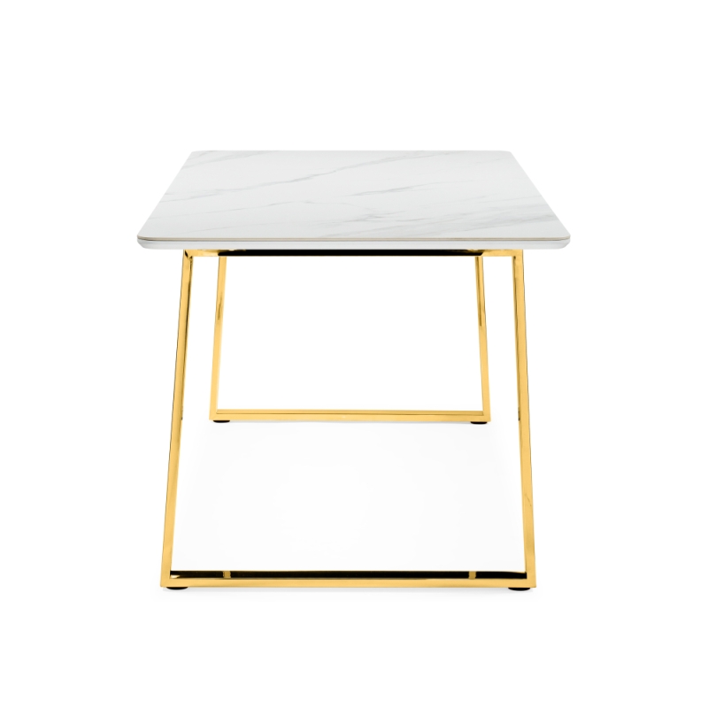 Керамический стол Селена 2 180х90х77 белый мрамор / золото
