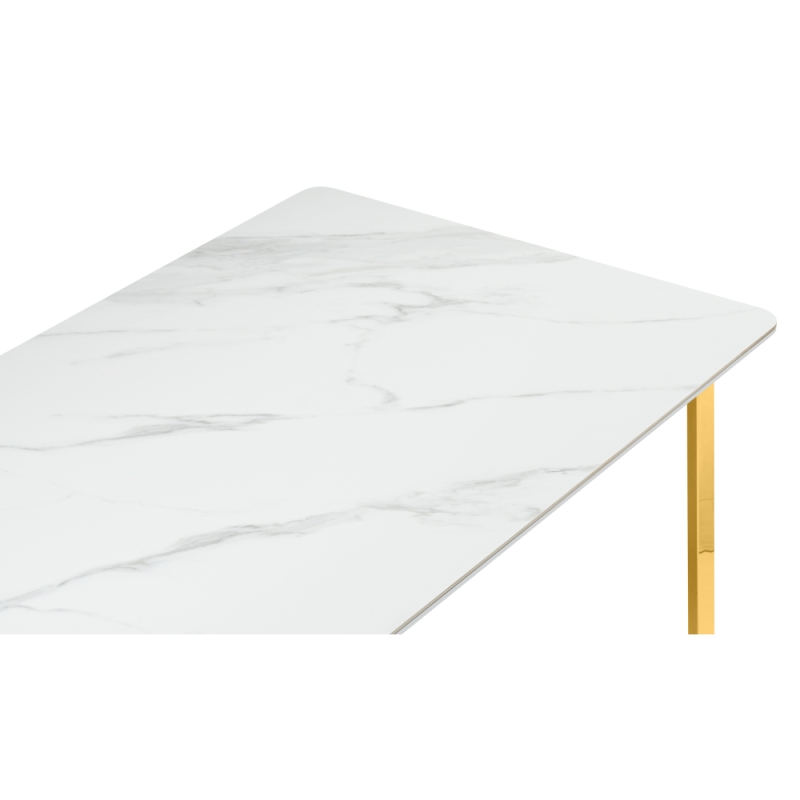 Керамический стол Селена 2 180х90х77 белый мрамор / золото