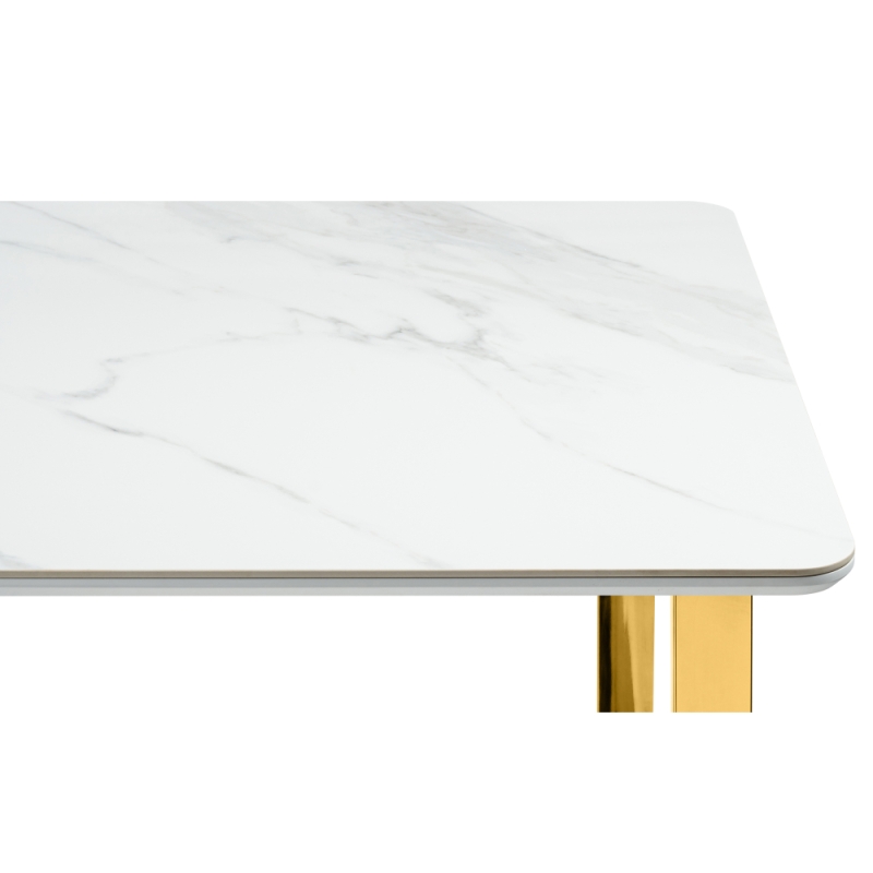 Керамический стол Селена 2 180х90х77 белый мрамор / золото