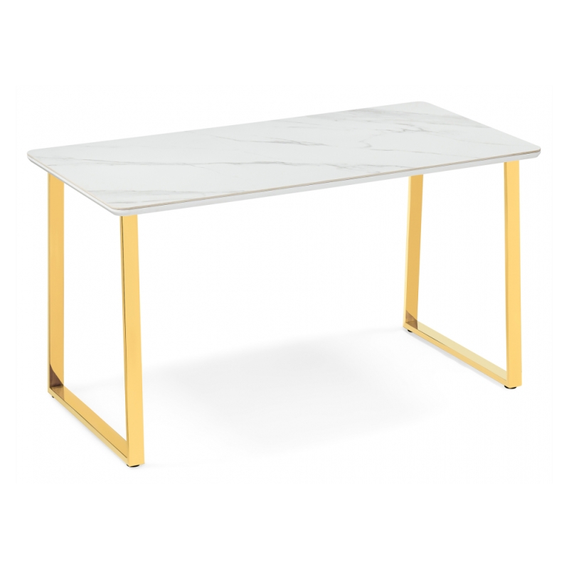 Керамический стол Селена 2 180х90х77 белый мрамор / золото