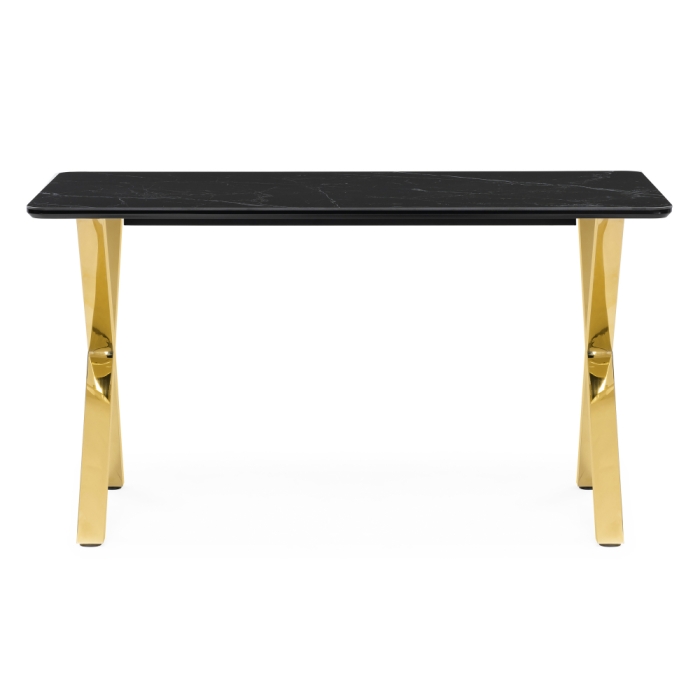 Керамический стол Селена 3 140х80 черный мрамор / золото
