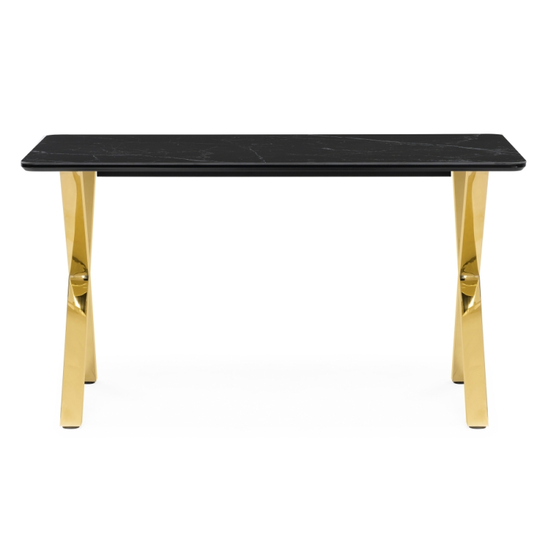 Керамический стол Селена 3 140х80 черный мрамор / золото