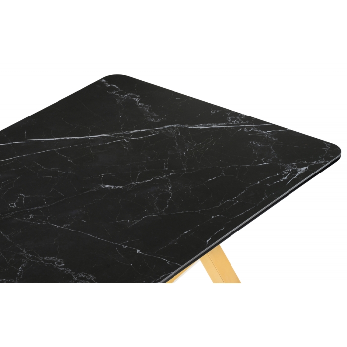 Керамический стол Селена 3 140х80 черный мрамор / золото