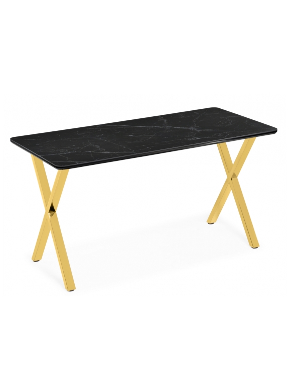 Керамический стол Селена 3 180х90 черный мрамор / золото