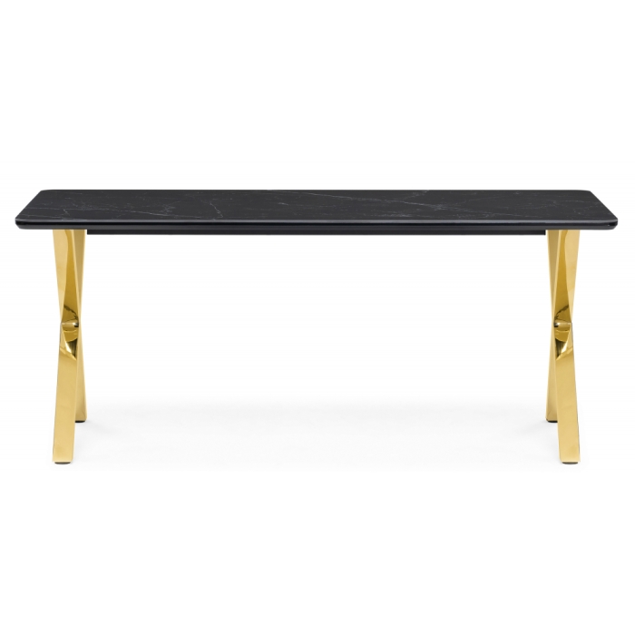 Керамический стол Селена 3 180х90 черный мрамор / золото