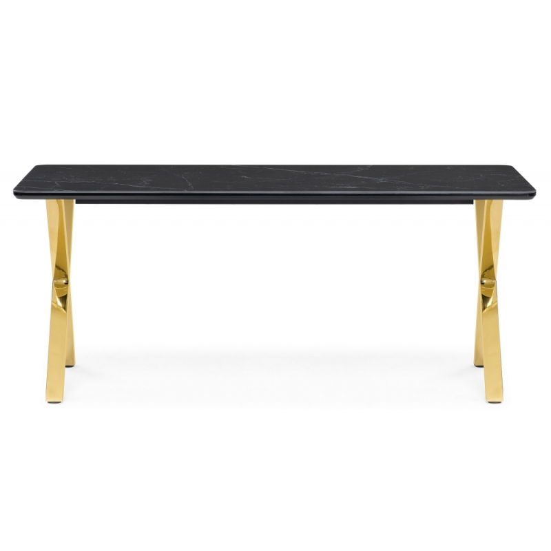 Керамический стол Селена 3 180х90 черный мрамор / золото