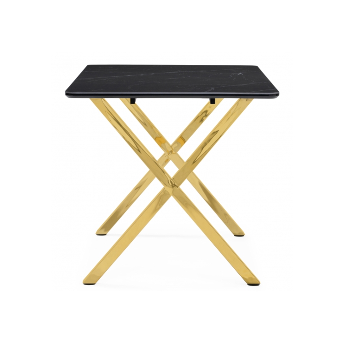 Керамический стол Селена 3 180х90 черный мрамор / золото