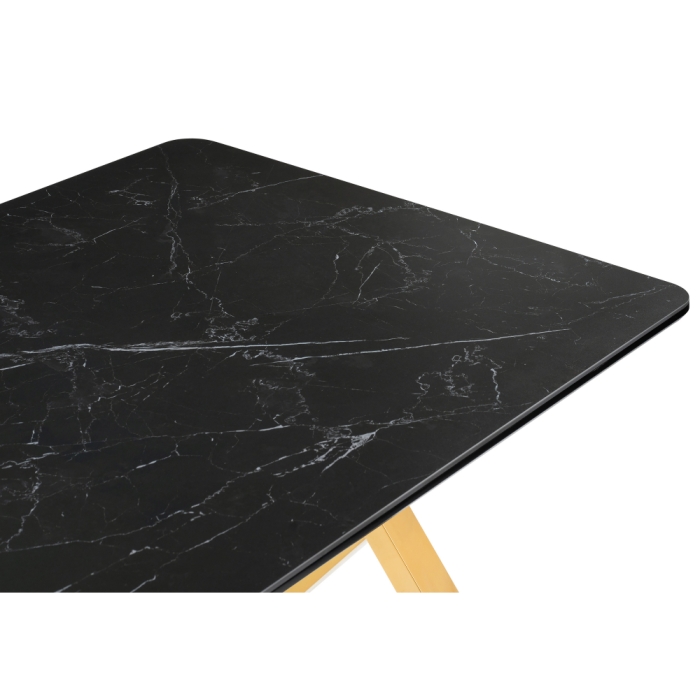 Керамический стол Селена 3 180х90 черный мрамор / золото
