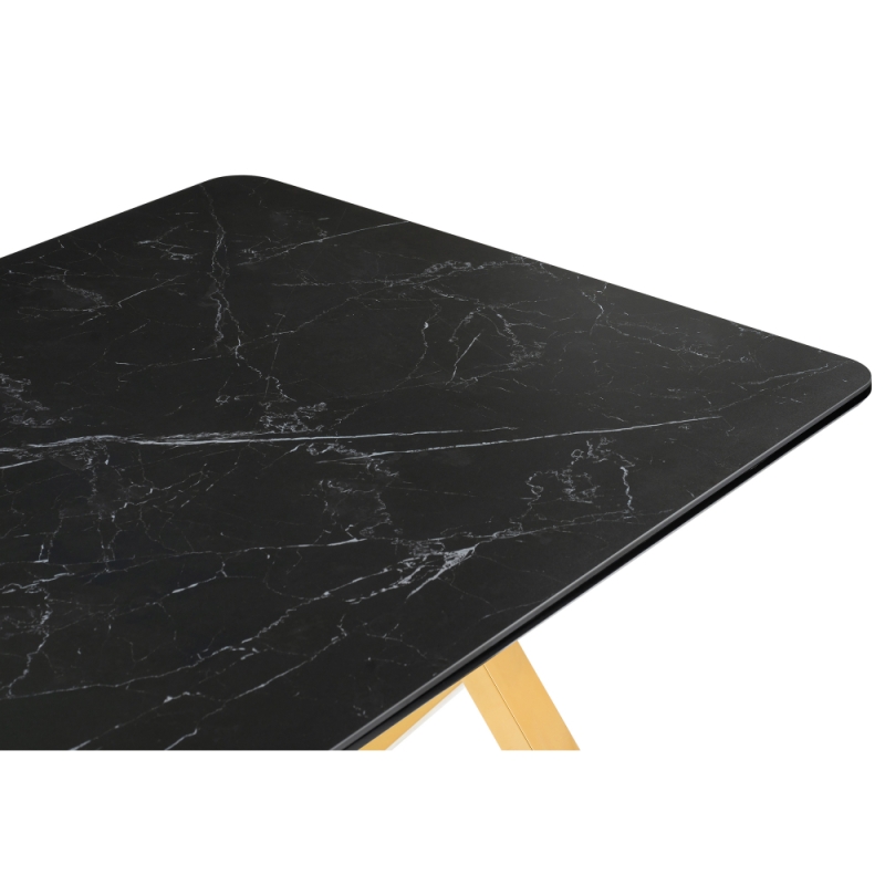Керамический стол Селена 3 180х90 черный мрамор / золото