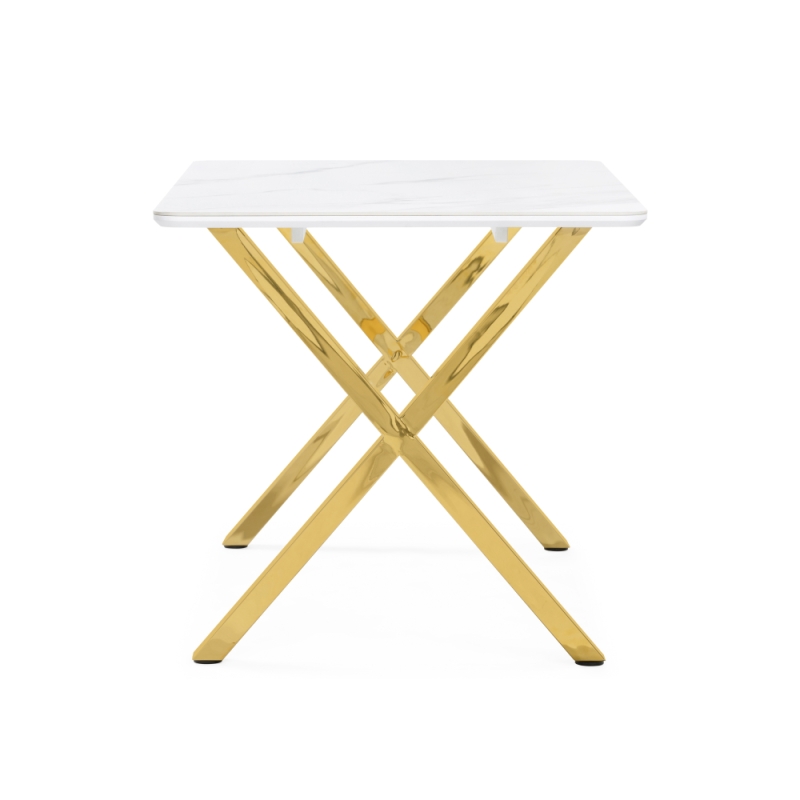 Керамический стол Селена 3 180х90х77 белый мрамор / золото