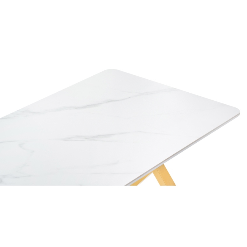 Керамический стол Селена 3 180х90х77 белый мрамор / золото
