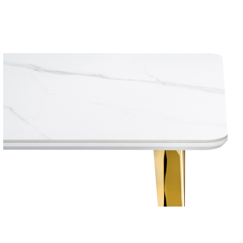 Керамический стол Селена 3 180х90х77 белый мрамор / золото