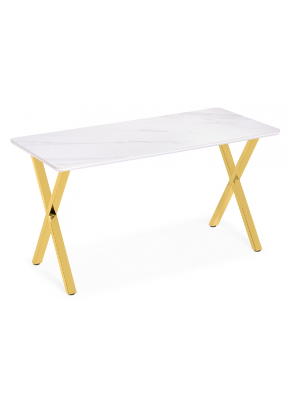 Керамический стол Селена 3 180х90х77 белый мрамор / золото