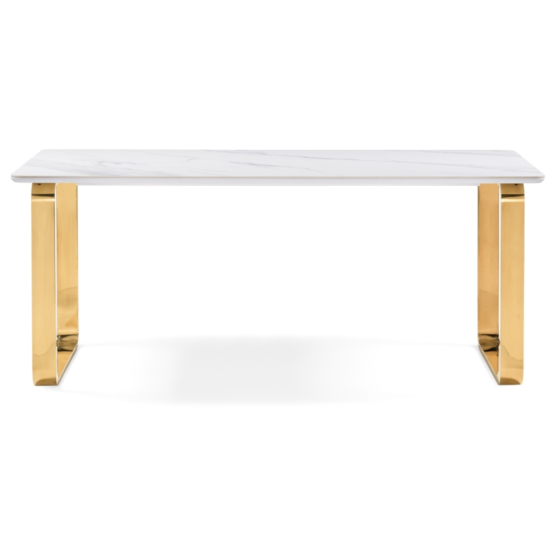 Керамический стол Селена 4 180х90х77 белый мрамор / золото