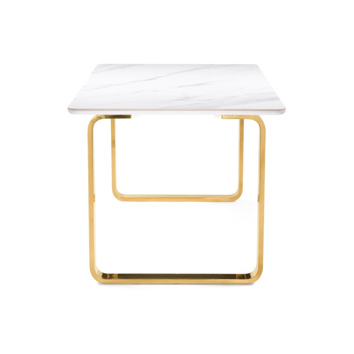 Керамический стол Селена 4 180х90х77 белый мрамор / золото