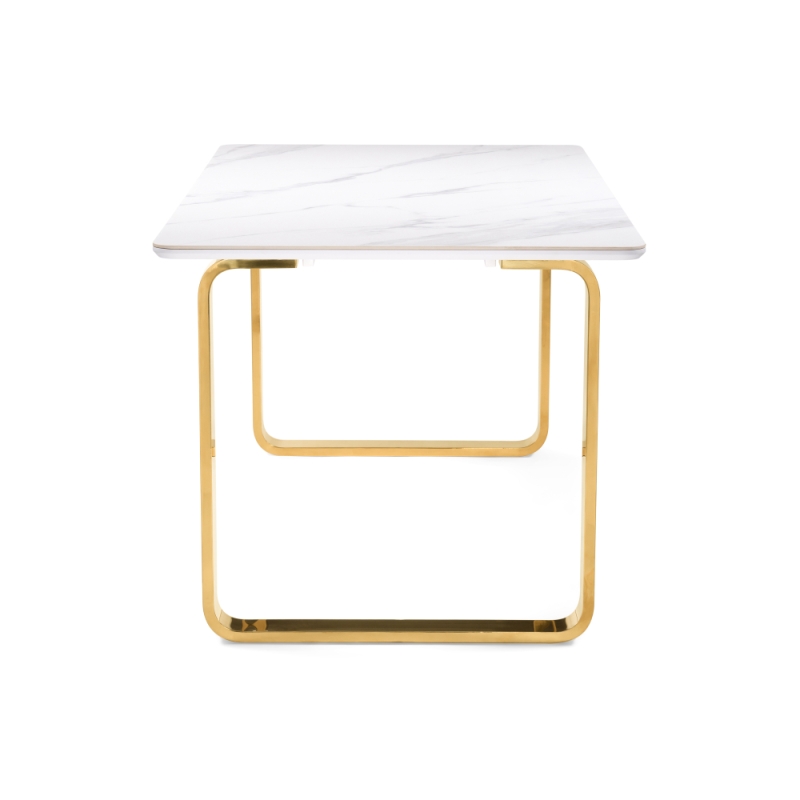 Керамический стол Селена 4 180х90х77 белый мрамор / золото