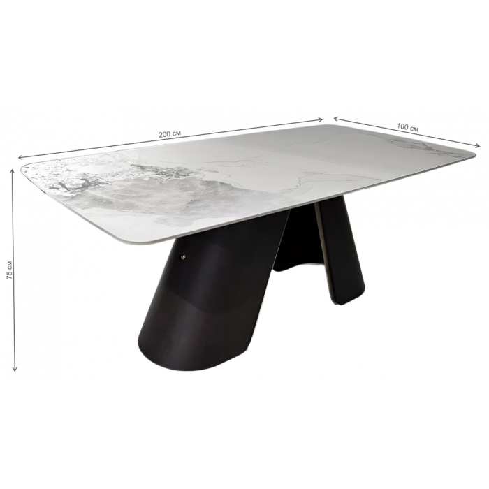 Керамический стол Selta 200 мрамор керамика белый / дуб / золотой