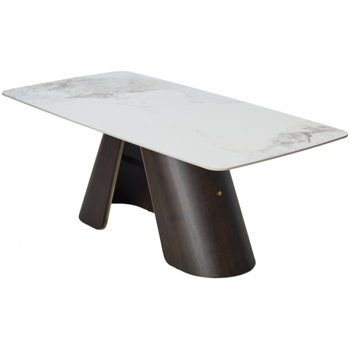 Керамический стол Selta 200 мрамор керамика белый / дуб / золотой