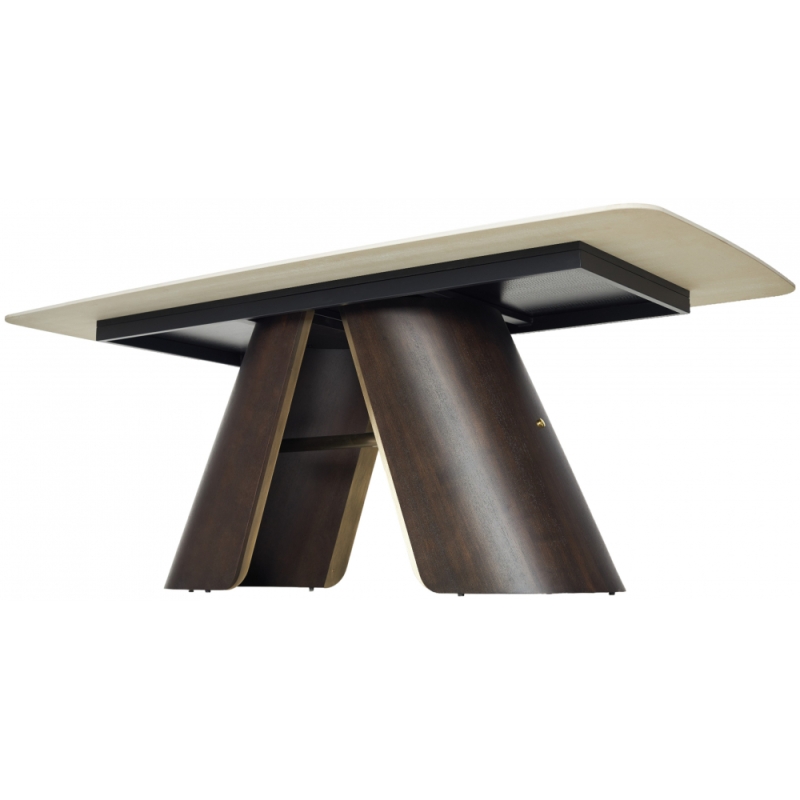 Керамический стол Selta 200 мрамор керамика белый / дуб / золотой