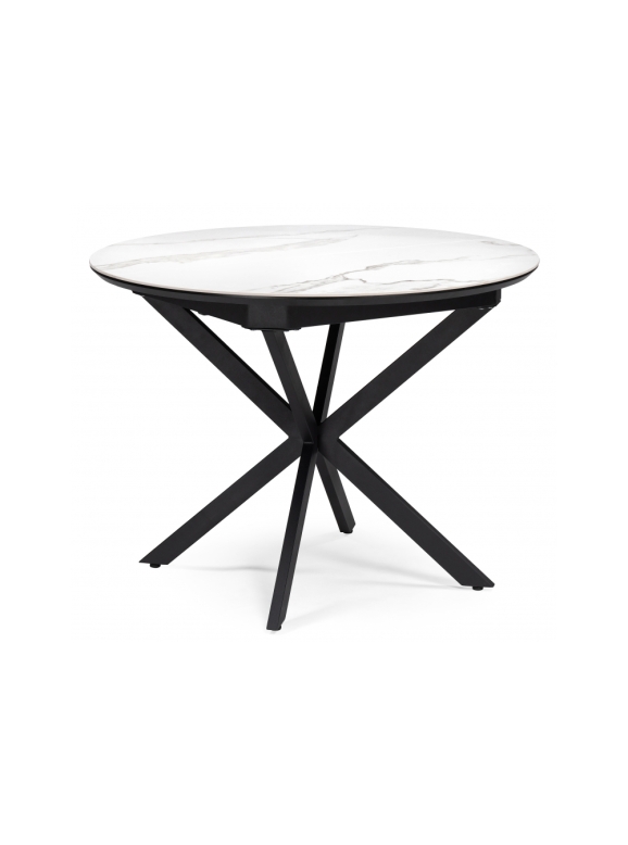 Керамический стол Сигел 100(130)х100х76 белый / черный