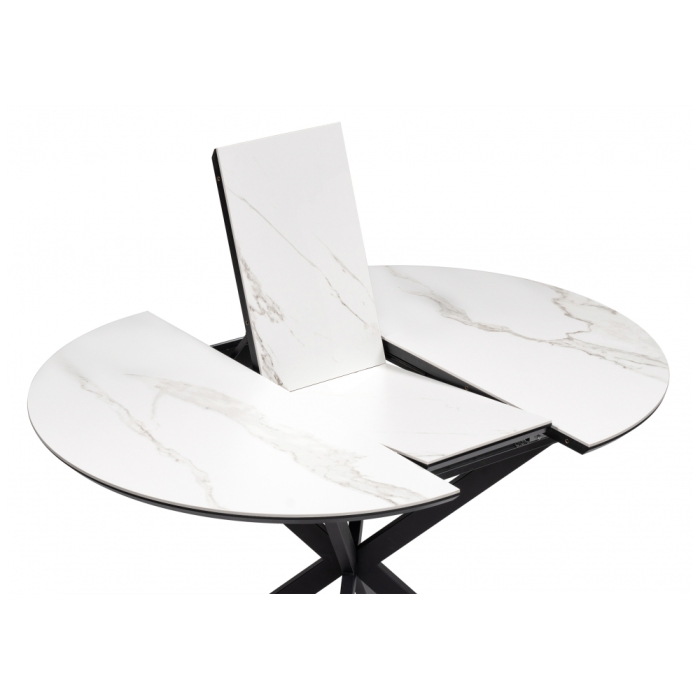 Керамический стол Сигел 100(130)х100х76 белый / черный