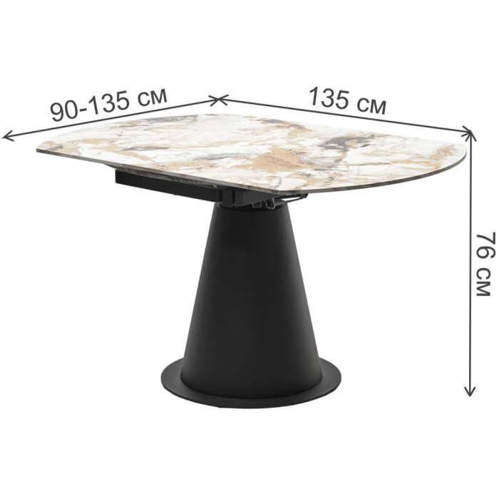 Керамический стол Teramo 135 gloss grand jade solid ceramic / черный