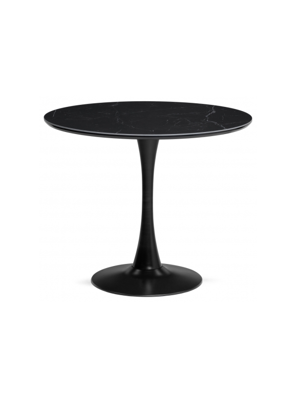 Керамический стол Тулип 90х73 черный мрамор / черный