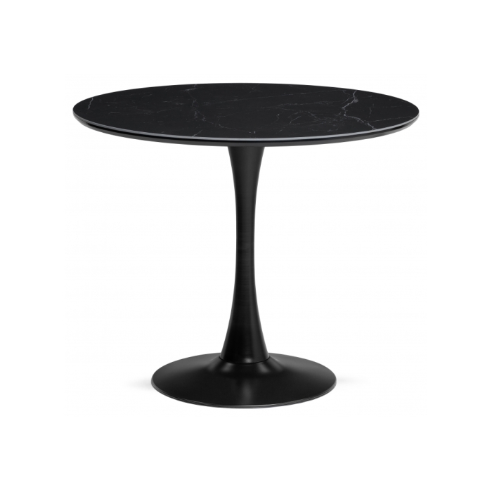 Керамический стол Тулип 90х73 черный мрамор / черный