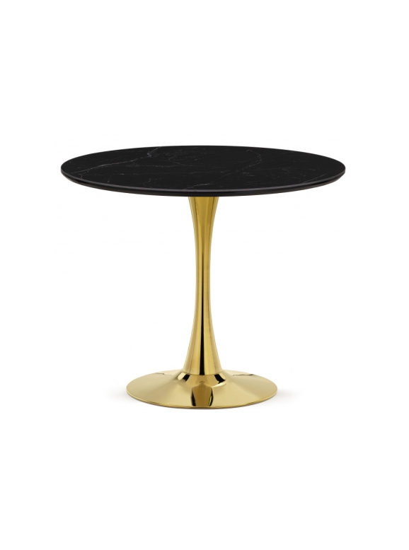 Керамический стол Тулип 90х73 черный мрамор / золото