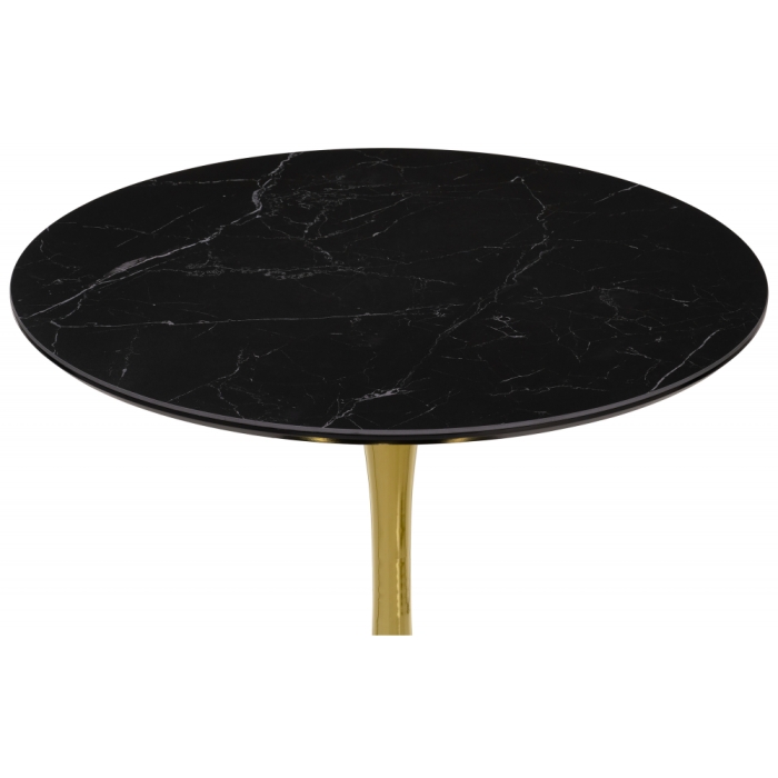 Керамический стол Тулип 90х73 черный мрамор / золото