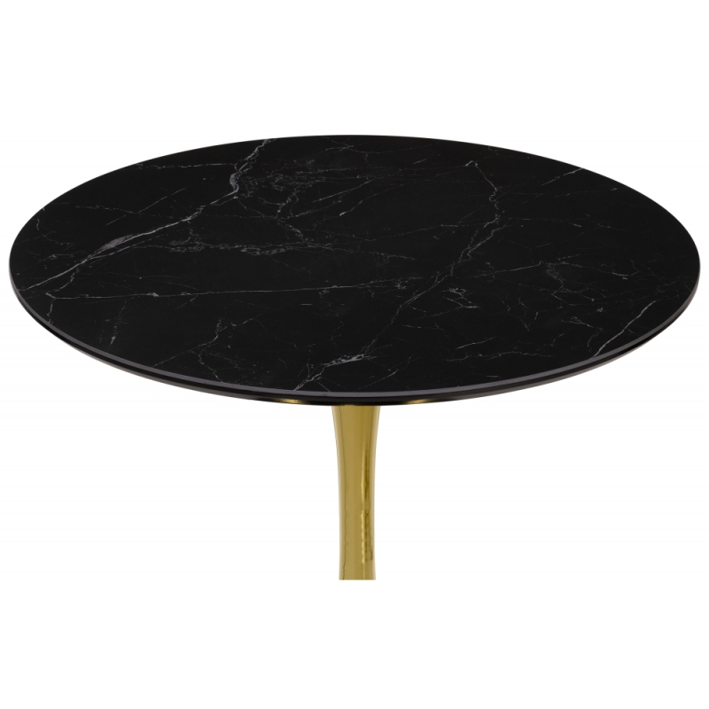 Керамический стол Тулип 90х73 черный мрамор / золото