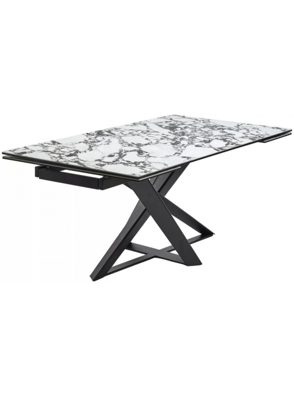 Керамический стол Vicenza 180 gloss bulgari white / черный