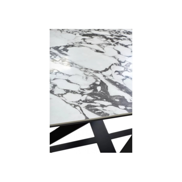 Керамический стол Vicenza 180 gloss bulgari white / черный