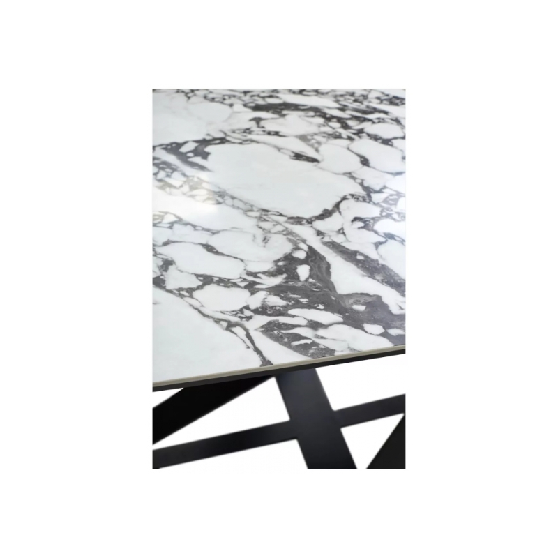 Керамический стол Vicenza 180 gloss bulgari white / черный