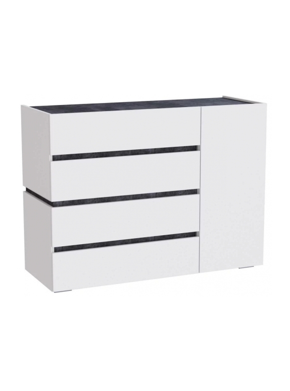 Комод Атлон белый / бетон темный