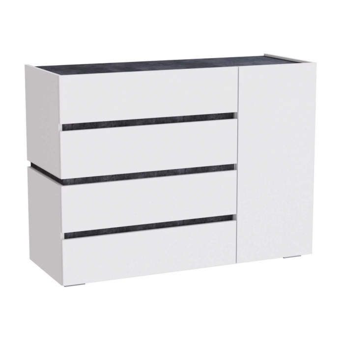 Комод Атлон белый / бетон темный