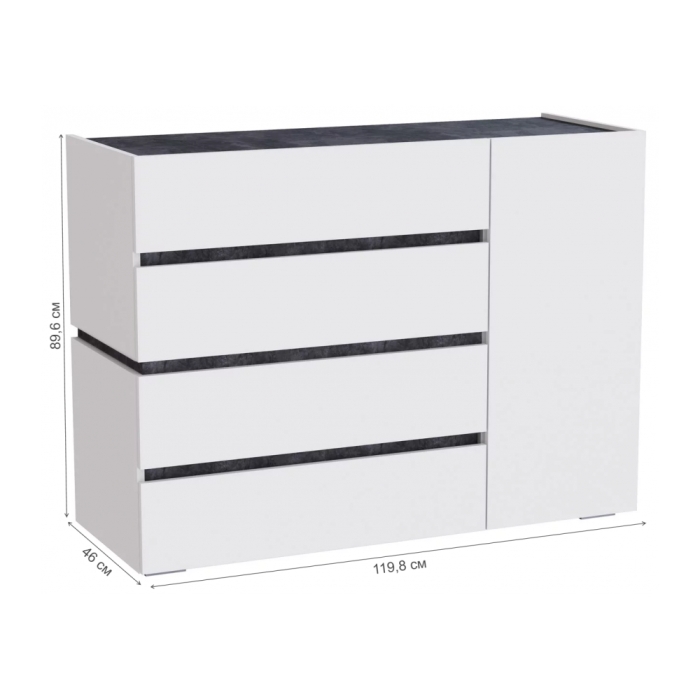 Комод Атлон белый / бетон темный