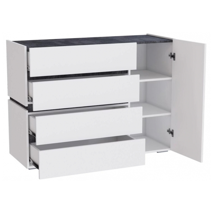 Комод Атлон белый / бетон темный