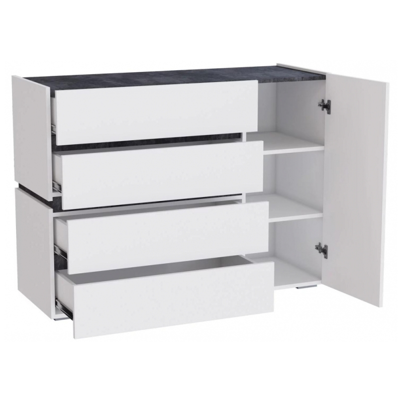 Комод Атлон белый / бетон темный