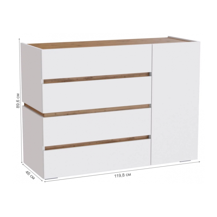 Комод Атлон белый / дуб вотан