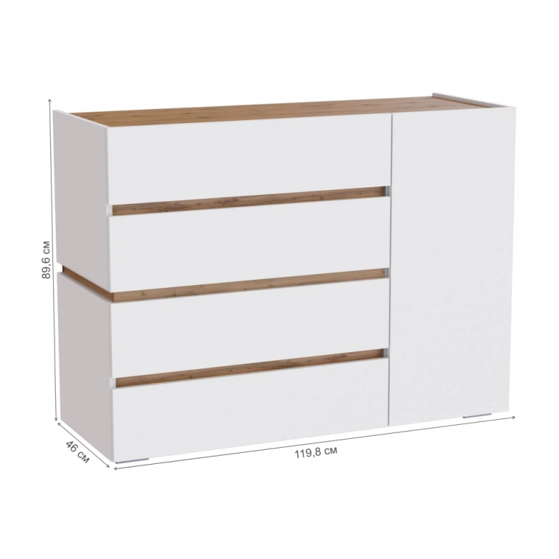 Комод Атлон белый / дуб вотан