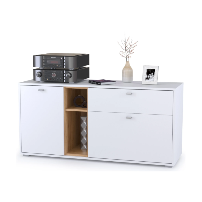 Комод Бэль 10.91 белый премиум / дуб золотой craft