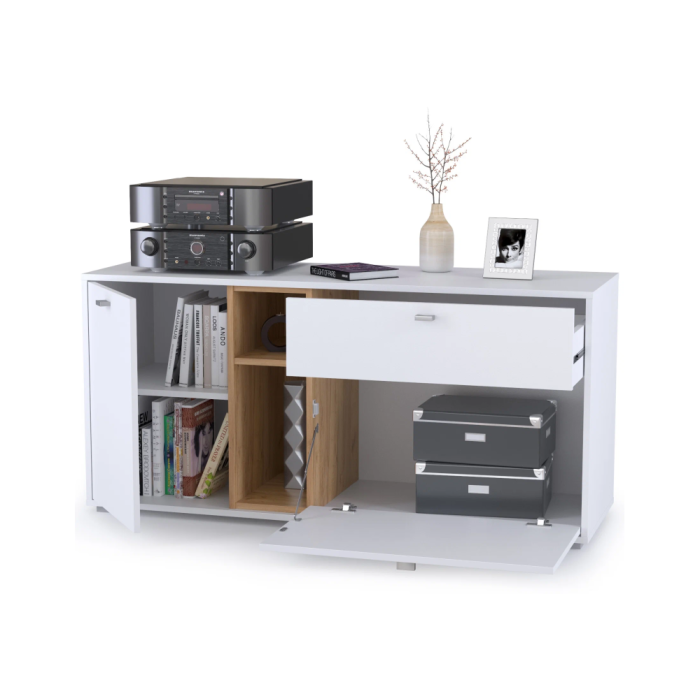 Комод Бэль 10.91 белый премиум / дуб золотой craft