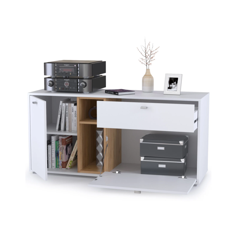 Комод Бэль 10.91 белый премиум / дуб золотой craft