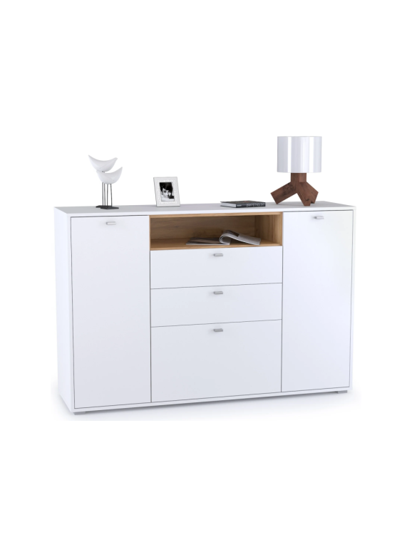 Комод Бэль 10.95 белый премиум / дуб золотой craft