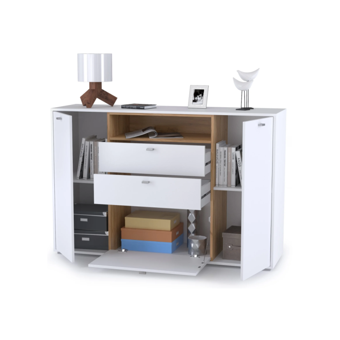 Комод Бэль 10.95 белый премиум / дуб золотой craft