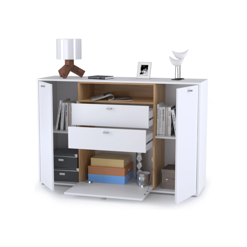 Комод Бэль 10.95 белый премиум / дуб золотой craft