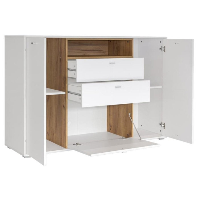 Комод Бэль 10.95 белый премиум / дуб золотой craft