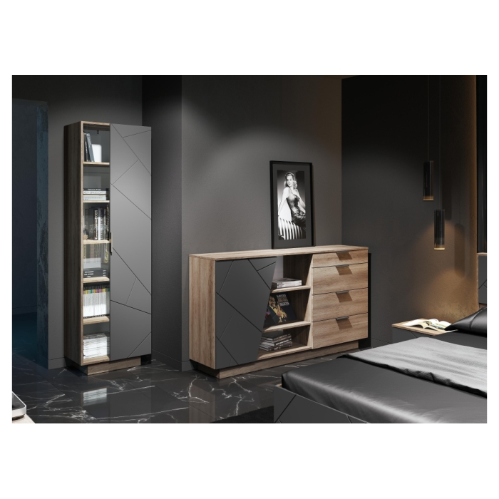 Комод Диамо КМ 01 софт графит / дуб каньон