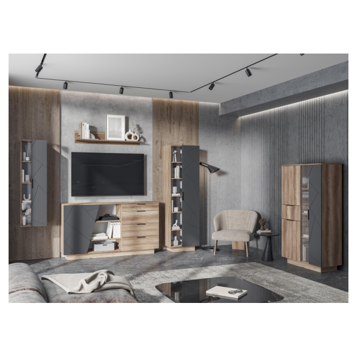 Комод Диамо КМ 01 софт графит / дуб каньон